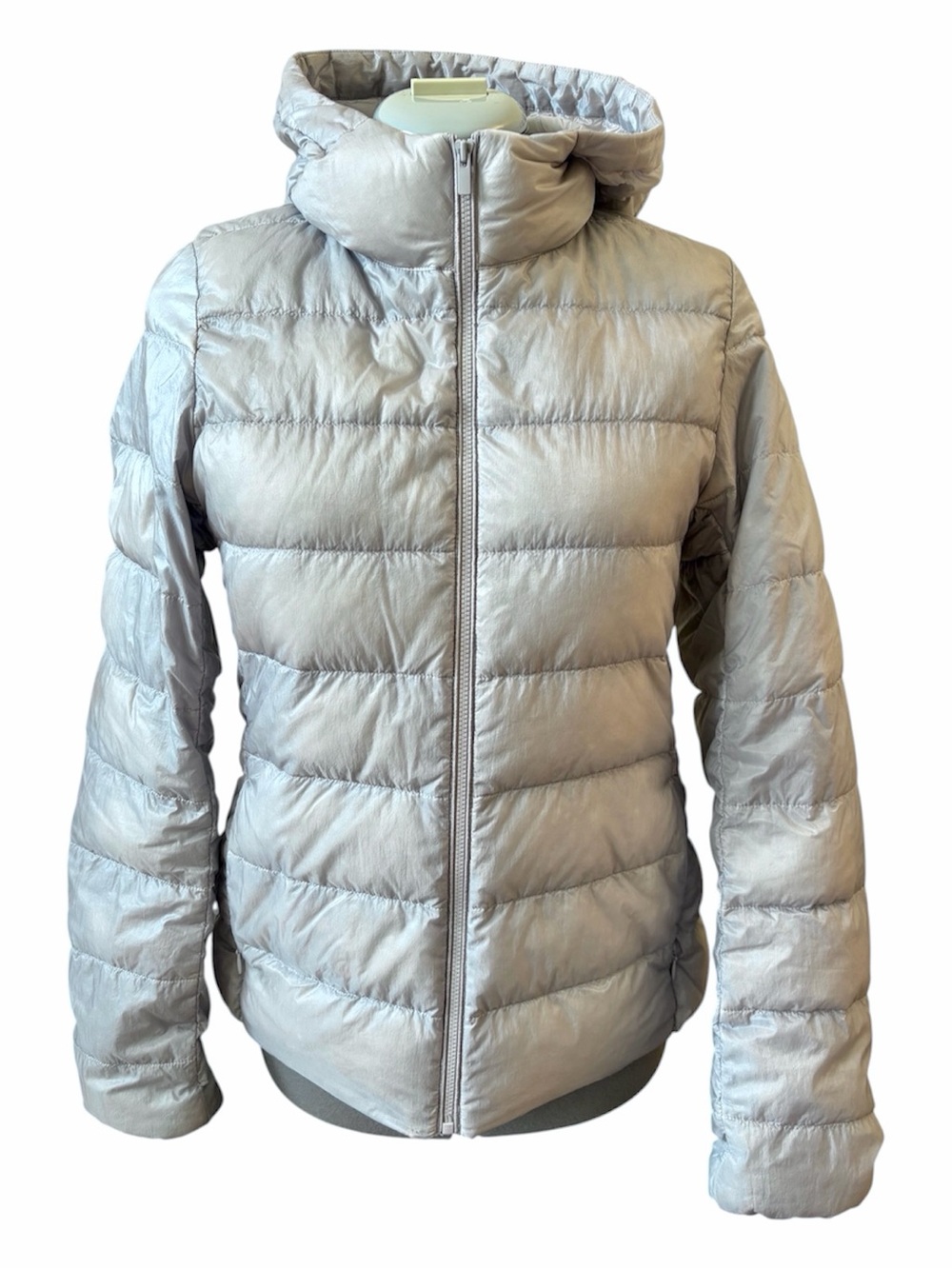 Uniqlo Lavender Grey Puffer Jacket Hooded Quilted Lightweight Y2K Minimalist